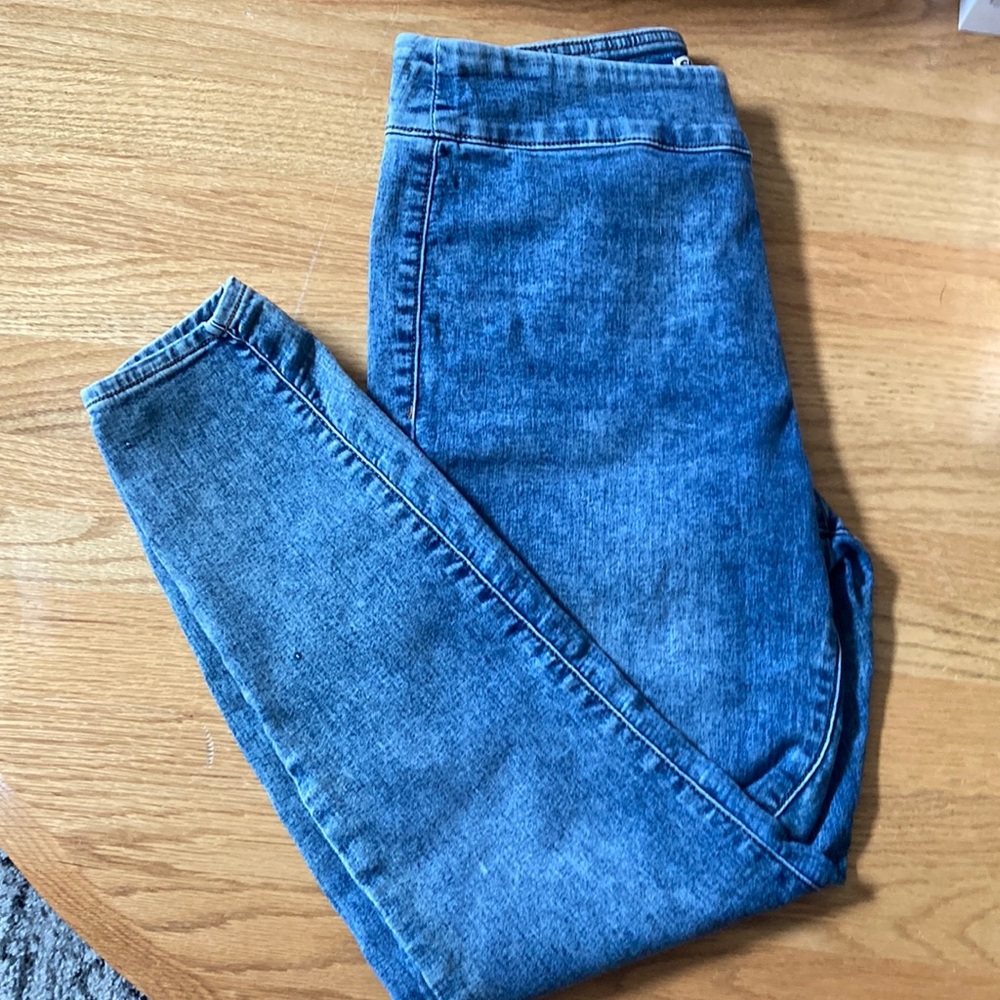 Skinny Jeans High Rise Pull on Light Blue Wash Women’s XL
